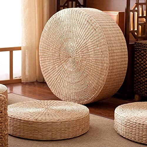 HUAWELL 2 Pack Super Bigger Size Tatami Floor Pillow Sitting Cushion, Round Padded Room Floor Straw Mat for Outdoor Seat Dia: 60CM (23.6) - style: 23.6 Inch