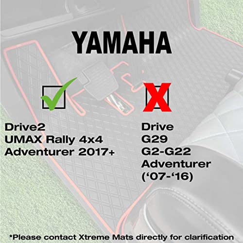 Xtreme MATS Golf Cart Rubber Floor Mat Compatible with Yamaha Drive2 EFI QuieTech Models Only (2017-2026) & UMAX Rally 4x4 - Black with Green Trim - color: Green Trim, size: Drive2
