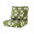 ARTPLAN Deep Seat Outdoor Patio Chair Cushions,2-Piece Seat and Back Cushion Set 24x24x6 and 18x24 Inches,Square,Floral,Green Flowers - color: Green