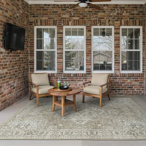 GENIMO Outdoor & Indoor Area Rug 5'x8', Waterproof, Non-Shedding, Easy Cleaning, Boho Mat for Patio, Living Room, Balcony, Dining Room, RV, Deck, Bedroom, Camping, Outside Carpet,Coffee Beige - color: Coffee Beige, size: 5' x 8' (Rectangular)