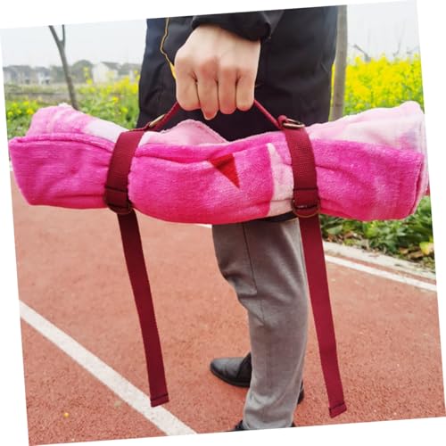 Picnic Blanket Carrying Strap Red, Elastic Yoga Mat Sling with Handle, Sturdy Binding Strap for Travel, Outdoor Sports, and Exercise Fitness Use