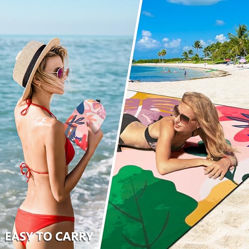 HIHOHO Beach Blanket Waterproof Sandproof Extra Large Beach Mat 79" X 83"/120"x108"for 1-8 Adults Quick Drying Durable Outdoor Picnic Mat for Beach Travel Camping Hiking - color: Colorful Print, size: 79" X 83"（1~3 person）