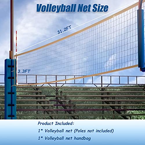 Volleyball Net Outdoor, Heavy Duty Volleyball Net for Backyard, 32 x 3 FT Professional Net with Reinforced Side Tapes for Ground Pool Sports, Portable Replacement Net for Beach (Poles Not Included)