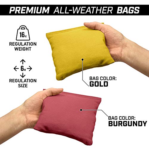 GoSports 4 ft x 2 ft Regulation Size Wooden Cornhole Boards Set - Includes Carrying Case and Bean Bags (Choose Your Colors) Over 100 Color Combinations - color: Burgundy & Gold
