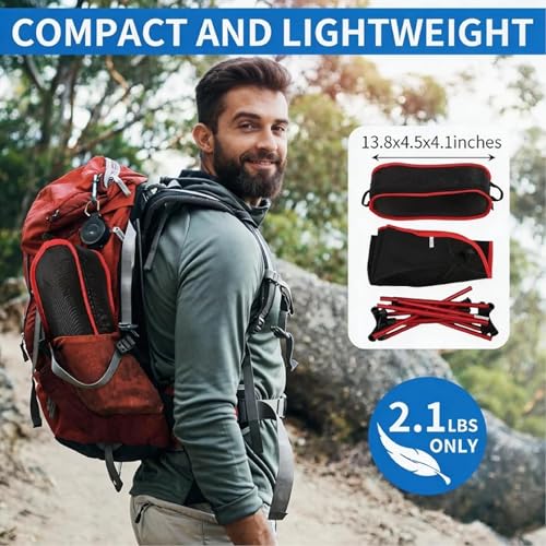 Ultralight Camping Chair, Portable Foldable Compact Chair with Breathable Nylon Mesh, Lightweight Folding Backpacking Hiking Chair for Outdoor Camp, Travel, Beach, Picnic, Hiking(Red) - color: Black and Red