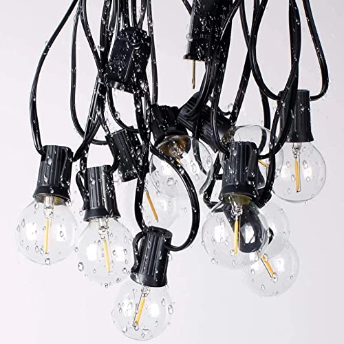 Outdoor String Lights Waterproof Patio Lights 200FT with 100+4 Shatterproof G40 LED Edison Outdoor String for Party Backyard Gazebo Pegola Cafe, 2Pack x 100ft - color: Black-2200K, size: G40 200FT