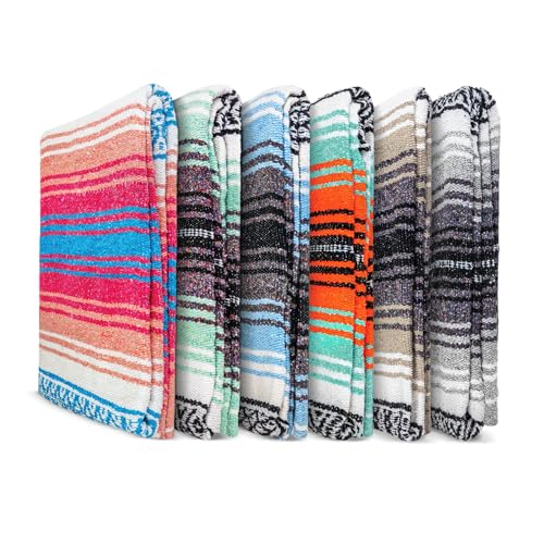 Benevolence LA Authentic Handwoven Mexican Blanket | Yoga Blankets, Outdoor, Picnic, Beach, Camping | Equestrian Saddle | Serape 50x70 inches - Bright Mandarin, Pack of 1 - color: Bright Mandarin