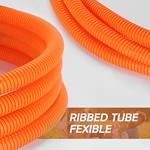 ZhiYo 20FT 1/2” Wire Loom Split Tubing Auto Wire Conduit Flexible Cover | High Temperature Heat Resistant -40F to 257F | Plastic Cover for Electrical Wires & Cables, Orange - color: Orange, size: 20FT 1/2"