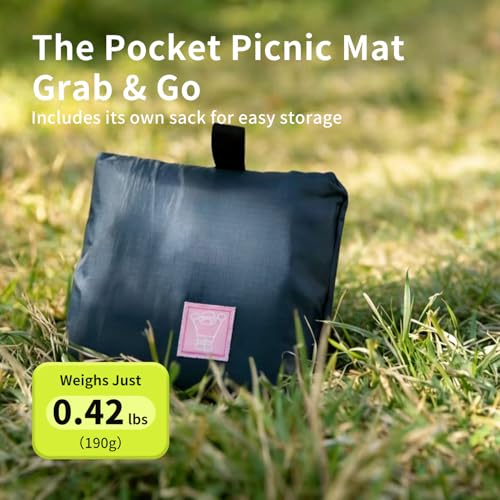 morning deer 65"x60" Lightweight Packable Picnic Mat & Canopy 2-in-1 Double-Sided Waterproof Groundsheet with 4 Tarp Stakes Camping Moisture-Proof Mat Lawn & Beach Mat for Backpacking, Beach, Park