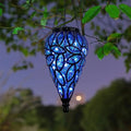 SUNNYPARK Outdoor Plastic Solar Hanging Lantern, 15 Cool White LEDs Twinkle Effect Tear-Shaped Hanging Lantern Decor Garden Decorative Solar Lights for Backyard, Patio and Lawn - style: Blue New
