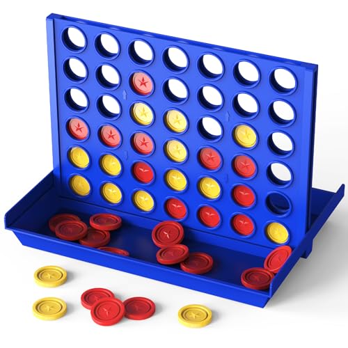Pup Go Medium Size 4 in a Row Game for Kids Ages 3+, Classic Family Board Game for Kids & Adults, Perfect Educational Toy for Boys Girls, Portable 2-Player Strategy Games Foldable with 6 Spare Discs - color: Medium Size