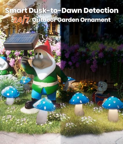 Solar Mushroom Lights Outdoor 9 Pack, Garden Outdoor Decor, 8 Lighting Modes, IP65 Waterproof, Crystal-Clear Fairy Decoration for Pathway/Yard/Flower Bed/Patio/Landscape/Backyard/Dwarf, String 30 FT - color: Starlit Blue, size: 9 Pack