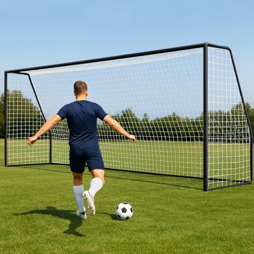 MOPHOTO Soccer Goal, 6X4/8x6/10x6.5/12x6/16x7/18.5x6.5/21x7/24x8ft Soccer Goals for Backyard, Full Size Soccer Goal for Teens & Adults Training - size: 24x8FT, style: Alloy Steel-Black