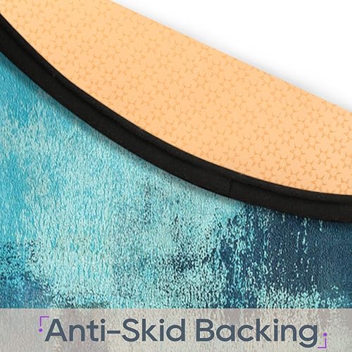 Turquoise and Grey Abstract Art Round Area Rug, Painting Teal Non-Slip Circle Rug for Bedroom Living Room Outdoor Study Playing Floor Mat Carpet, 3' Diameter - color: Abstract Art, size: 3' Diameter