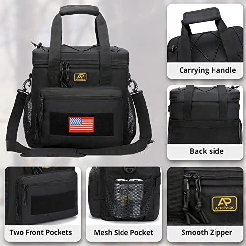 ATRIPACK Lunch Box for Men, Tactical Lunch Bag MOLLE Webbing Leakproof Insulated Large Lunch Cooler Women Adult Meal with Adjustable Shoulder Strap Durable Lunch Pail (Black) - color: Black, size: Large