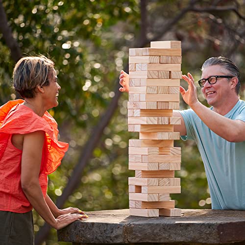 Yard Games Giant Tumbling Timbers with Carrying Case | Starts at 2.5-Feet Tall and Builds to Over 4-Feet | Made with Premium Pine Wood