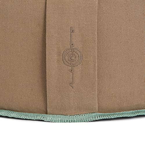 Organic Round Meditation Cushion by renoo - Durable Comfortable Cotton, Linen, Hemp - Modern Zafu - Buckwheat Floor Pillow Yoga Bolster in 15 Colors Removable Cover - 15 inches - Earth - color: Earth