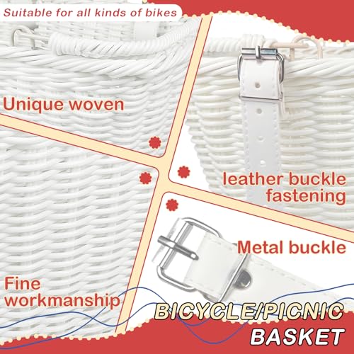 Wicker Picnic Basket for Kids, Small Woven Rattan Basket with Handles White Garden Harvest Hamper Basket Empty for Storage Toy Flower Wedding - color: White