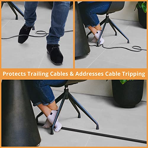 5ft Cord Cover Floor for Extension Cords, Floor Cable Cover, Self-adhesive Wire Cover to Protect Cables & Prevent Tripping, PVC Cord Hider Floor Cord Protector, Internal Channel Diameter: 0.39", Black - color: Black, size: W1'' x L5'