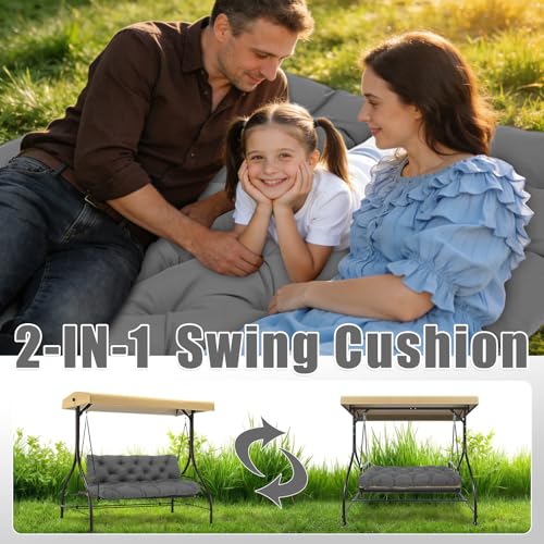 Porch Swing Cushions 3 Seater Outdoor Swing Cushions 70x40 inch Waterproof Porch Swing Cushion Replacement Patio Swing Cushions for Outdoor Furniture Bench (Dark Gray-70x40 inch) - color: Dark Gray, size: 70x40x5inch