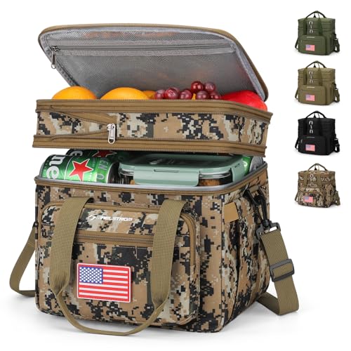 Maelstrom Lunch Box, 23L Insulated Lunch Bag, Expandable Double Deck Cooler Bag, Lightweight Leakproof Tote Bag With Side Tissue Pocket, Suit For Men and Women (I Camouflage with DIY Hook-and-Loop) - color: I Camouflage with DIY Hook-and-Loop