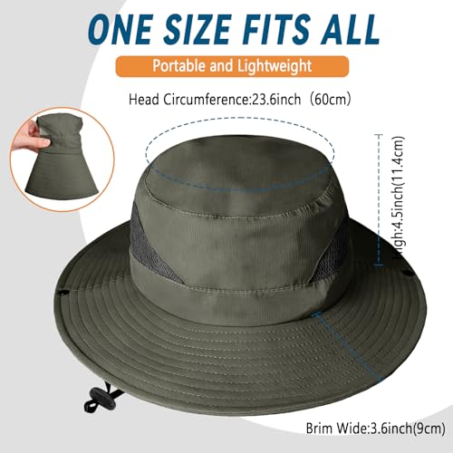 ZOORON Sun Hats for Men Women, Wide Brim Safari Hats UV Protection UPF50+ Waterproof Boonie Hats for Fishing Hiking Camping - color: 1pack-army Green
