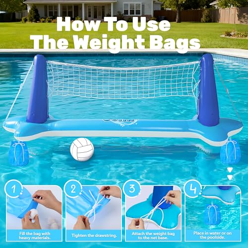 JOYIN Inflatable Volleyball Net & Basketball Hoops Pool Float Set; Balls Included for Kids/Adults, Summing Pool Game, Floating, Summer Floaties, Volleyball Court |Basketball,L-Dark Blue - color: Dark Blue, size: Large
