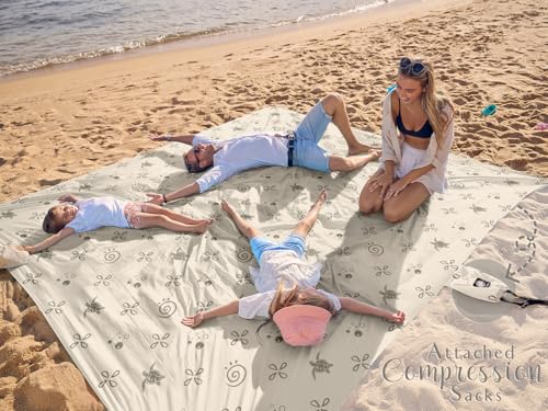 WEKAPO Beach Blanket Waterproof Sandproof Oversized Extra Large Sand Free Beach Mat with Stakes, Storage Bag - Essentials for Outdoor Beach, Picnic (Light Small Sea Turtle, 11 X 9 FT (1~10 Person)) - color: Light Small Sea Turtle, size: 11 X 9 FT (1~10 Pe