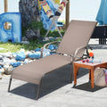 Giantex Patio Lounge Chair, Outdoor Chaise Lounge with 5 Adjustable Backrest, Sturdy Metal Frame, Sunbathing Recliner, Tanning Chairs for Outside, Beach, Yard, Balcony, Poolside, Brown - color: Brown
