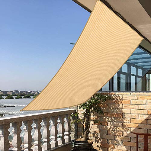 4' x 6' Beige Rectangle Sun Shade Sail Canopy, 95% UV Blockage Awning Shelter Fabric Cloth Screen for Patio Outdoor Backyard - Heavy Duty Commercial Grade (Custom Size - Made in USA) - color: Beige, size: 4' x 6'