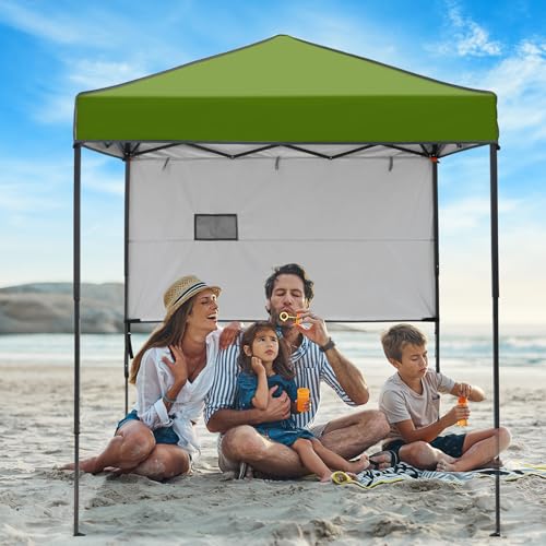 6x4 Pop Up Canopy Tent with Half Wall Panel, Instant Portable Beach Canopy, Outdoor Tent with Carry Bag for Camping, Sports, Tailgating, Events, Grass Green - color: Grass Green, size: With Half Wall