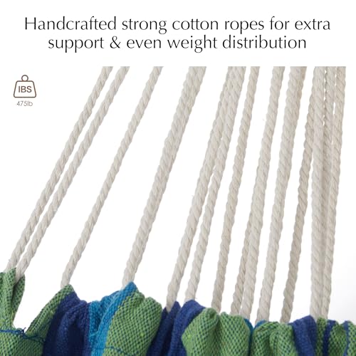 PNAEUT Double Hammocks for Outside, Replacement Outdoor Tree Hammock for Indoor Patio Porch Garden (Blue, Medium) - color: Blue, size: Medium