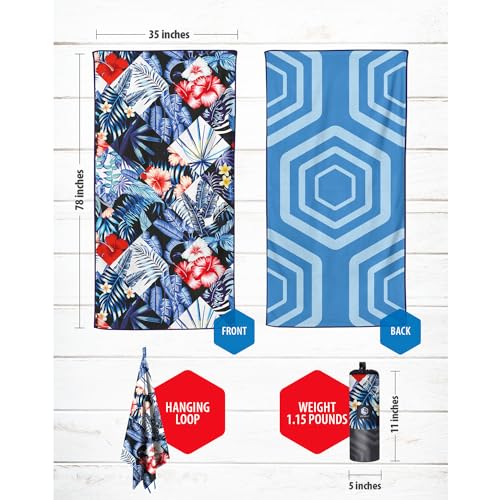 VENTURE 4TH Microfiber Beach Towel: Quick-Dry, Compact, Sand-Free, Absorbent, Sandproof and Lightweight - Perfect for Camping, Beach, and Roadtrips (Midnight Bloom Design | 35x78 inches) - color: Midnight Bloom, size: Extra Large (78" x 35")