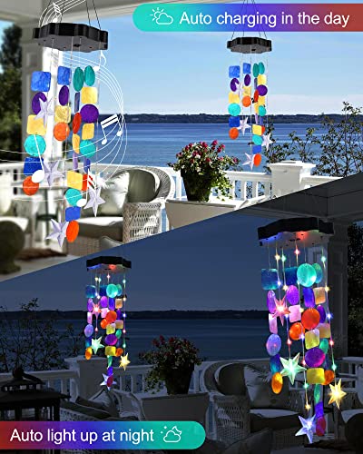 Toodour Solar Decorative Lights Outdoor, Colorful Shells Lights Gifts for Mom Grandma Women Wife Girls, Solar Wind Chimes Outside Decorative Mobile Light for Holiday Garden Porch Yard Window Decor