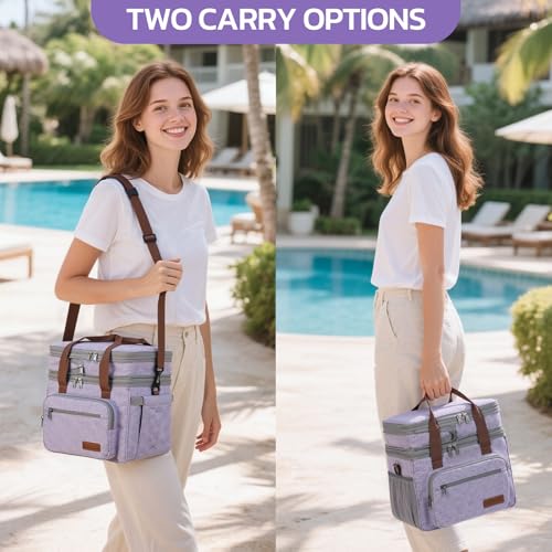 Maelstrom Lunch Box, 23L Insulated Lunch Bag, Expandable Double Deck Cooler Bag, Lightweight Leakproof Tote Bag With Side Tissue Pocket, Suit For Men and Women (D Lavender) - color: D Lavender