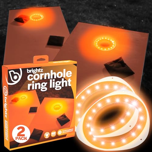 Brightz LED Cornhole Board Ring Lights, 2-Pack - 48-Hour Battery Life - Illuminate Your Game with Dazzling Glows and Ultimate Style for Non-Stop Evening Fun and Excitement (Includes Hole Lights Only) - color: Orange