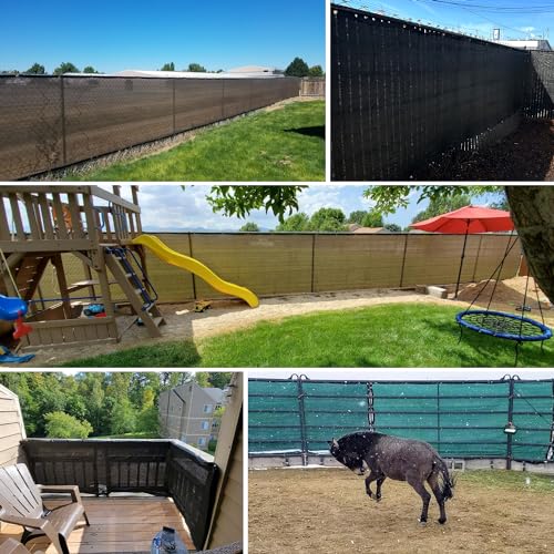 Patio Paradise 4' x 50' Brown Fence Privacy Screen, Commercial Outdoor Backyard Shade Windscreen Mesh Fabric with brass Gromment 85% Blockage