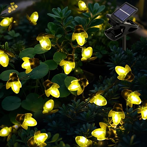 ANGMLN Solar Firefly Lights, 30 LED Solar Fireflies Fairy String Lights Outdoor Decor 19.6FT Solar Powered String Lights Waterproof for Garden Patio Home Wedding Party Spring - style: Solar Fireflies String Lights