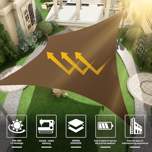Sun Shade Sail Canopy, 16' x 20' Rectangle 95% UV Block Shade Cover for Outdoor, Backyard Patio, Lawn, Garden, Sandbox Carpor Mocha - color: Mocha, size: 16' X 20'