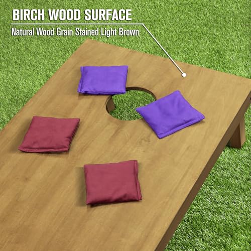 GoSports 4 ft x 2 ft Regulation Size Wooden Cornhole Boards Set with Light Brown Finish - Includes Carrying Case and Bean Bags - color: Burgundy & Purple, size: 4 ft x 2 ft