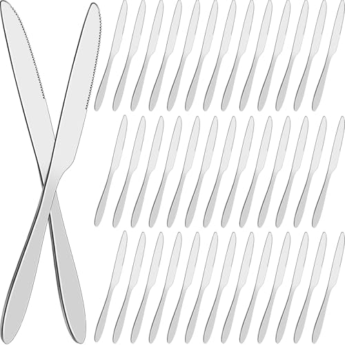 Nuenen 50 Pcs Easter Dinner Knives Set 8.5 Inch Table Knife Stainless Steel Butter Knives St. Patricks Day Tableware Cutlery Silverware Spreader Knife for Restaurant Mirror Polished Dishwasher Safe