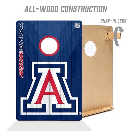 YouTheFan NCAA 2’ x 3’ Wood Cornhole Game with Logo Bags - color: Arizona Wildcats, size: 2' X 3'
