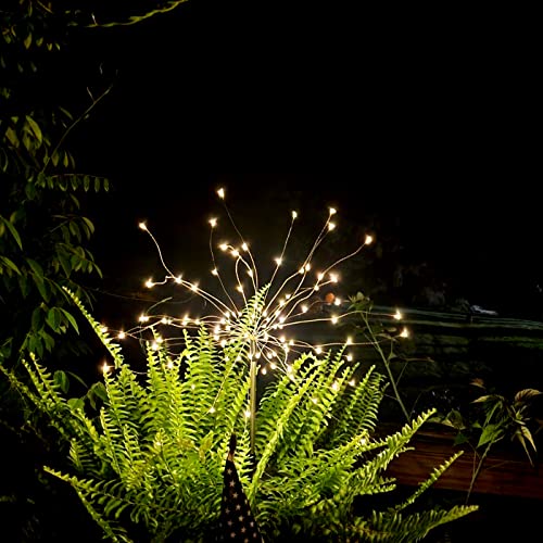 FOOING 6 Pcs Solar Garden Lights Solar Firework Lights, 200 LED String Light 2 Modes Twinkling Nightlight for Outside, Wedding, Party,Patio Home Deceration (Warm White) - style: 6 pcs-200