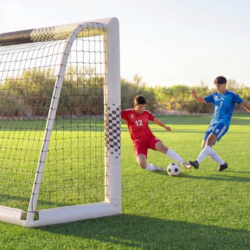 Soccer Goal for Backyard, Heavy Duty Soccer Net with Safety Foam Padded Metal Post, Durable Goals with Training Set Agility Ladder & 12 Cones for Youth & Adults Practice