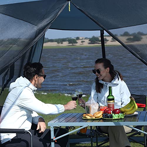 KingCamp Aluminum Folding Camp Table - Lightweight, Portable, Roll Up for Outdoor Camping, Picnic, Barbecue - color: Silver/Black_42.1"x27.6",4-6 Persom