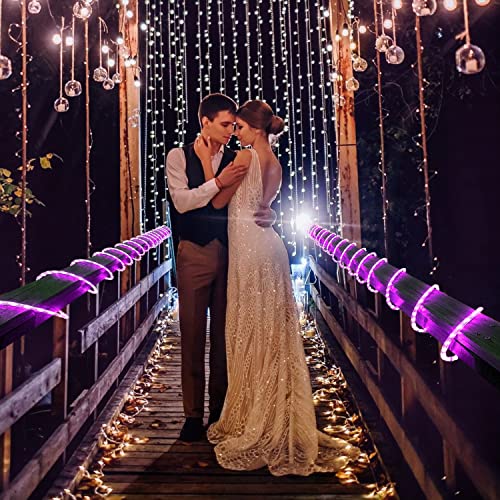 JMEXSUSS 200 LED Pink Solar Rope Lights,72ft 8 Modes Solar Rope Lights Outdoor Waterproof LED, Pink Solar Fairy Lights for Fence,Gazebo,Yard,Walkway - color: Pink, size: 200 LED