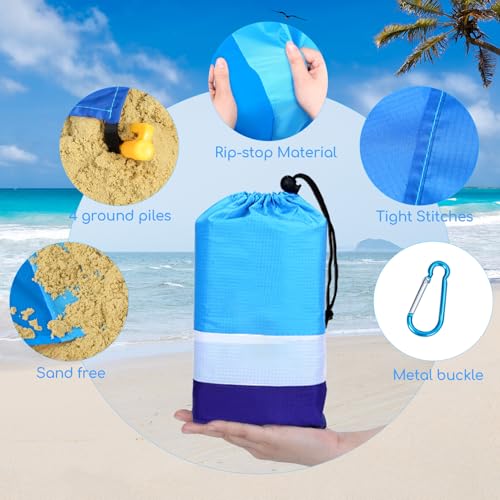 Beach Blanket Waterproof Sandproof Oversized Lightweight 78''×81'' 1-5 Adults Blanket Beach Large Picnic Mat for Travel Camping Hiking Picnic - color: Blue3, size: 78''x81''