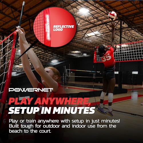 PowerNet Portable Volleyball Net for Backyard Training, Indoor Outdoor Volleyball Practice Equipment, Great for Hitting Serving Drills Small Scrimmage or 1 On 1 Game - size: 12.5-Foot