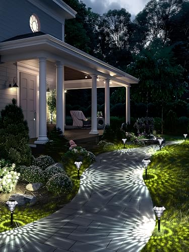 SOLPEX Solar Pathway Lights Garden Decor for Yard, Garden Lights Solar Powered Waterproof Landscape Lighting, Solar Outdoor Lights Porch Decor for Path Walkway Driveway (8 Pack Cold White) - color: Cold White, size: 8 PACK
