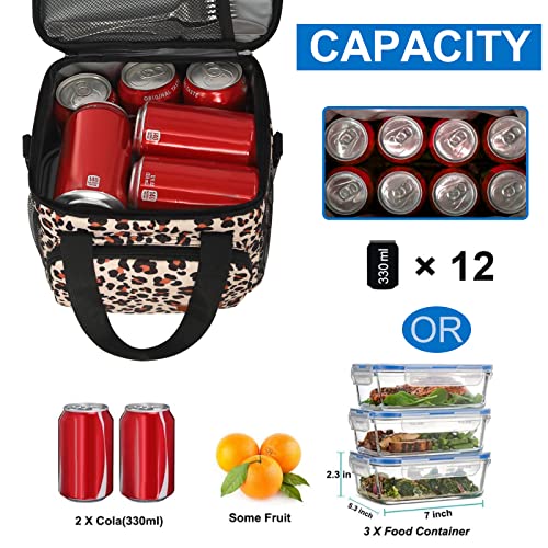 Femuar Lunch Bags for Women/Men, Insulated Lunch Bag for Work Office Picnic - Lunch Cooler Bag Leakproof Lunch Box with Adjustable Shoulder Strap - Leopard Print - color: 7-Leopard, size: Medium Size